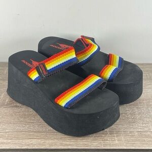 Y2K Rocket Dog Rainbow Platform Sandals - Size 8